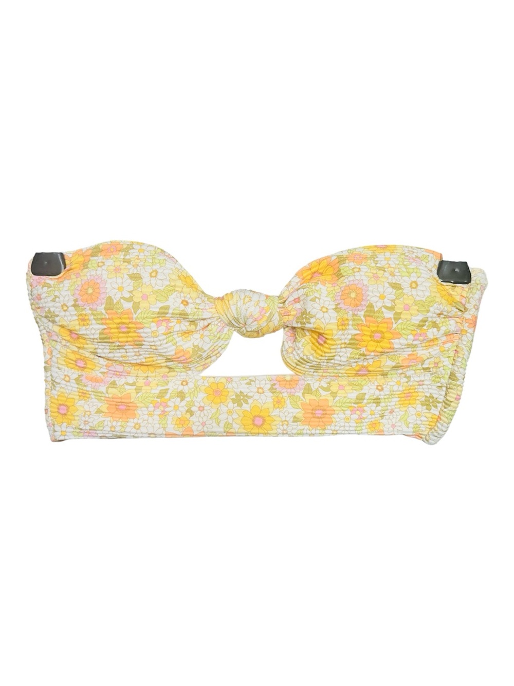 Billabong Sun Worshipper Tanlines Bandeau Bikini Top Floral Coastal Yellow - Picture 3 of 6